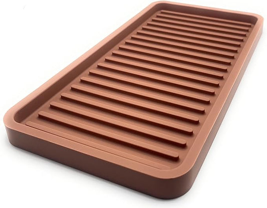 Happitasa Silicone Kitchen Sink Organizer Tray, Sponge Holder and Countertop Protector | Bathroom and Kitchen Soap Dish and Dispenser Tray (Mocha, 10"x5.25")
