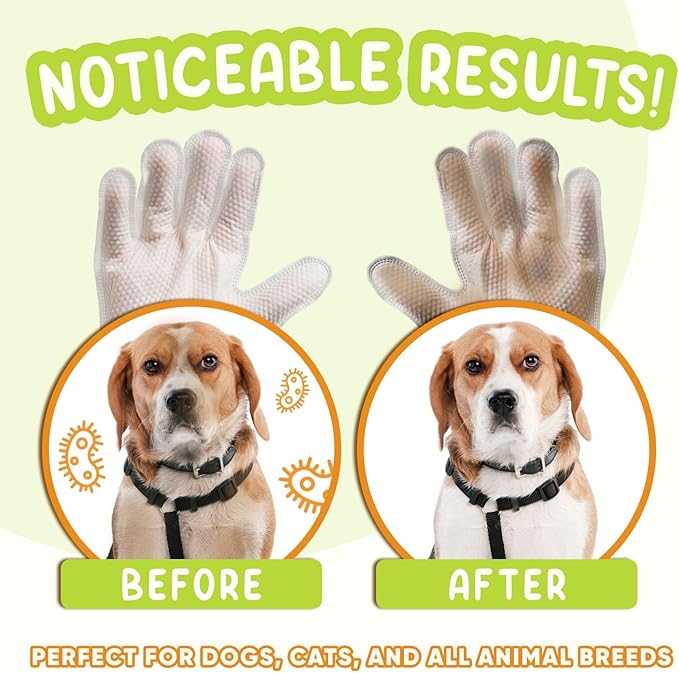 Pet Glove Wipes for Dogs & Cats | Nourish & Clean Fur & Skin | Coconut Oil & Chamomile Rinse-Free Wipes | Bathing Glove Wipes for Daily Care and Traveling | Natural, Hypoallergenic (18 Pack)