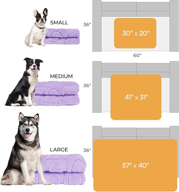 Luciphia Small Dog Blanket Washable Pet Bed Cover Soft Fluffy Puppy Blanket with Premium Fleece 300GSM Cozy Calming Cat Blankets for Indoor Cats Light Purple 57x40 inch