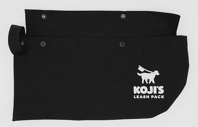 Koji's Leash Pack with Buttons | Hands-Free Dog Waste Carrier & Organizer | Anti-Swing Hammock Pouch for Used Poop Bags, Phone, & Keys | Secure Attachment for Running, Hiking & Walking (Made in USA)