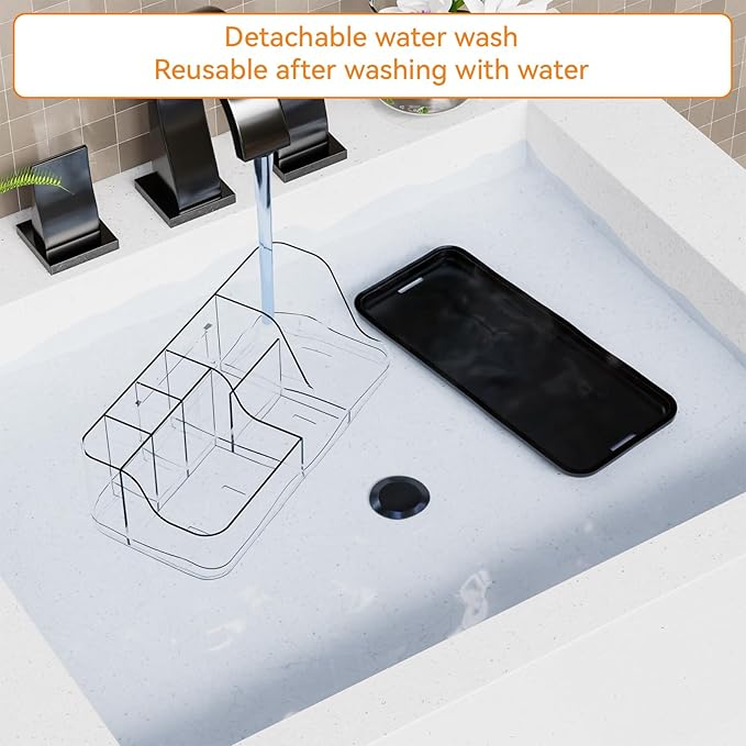 Yieach Mens Bathroom Organizer and Storage,Black Bathroom Sink Caddy Countertop,Large 7 Slot Vanity Bathroom Toiletry Organizers and Toothbrush Holders for Toothpaste,Electric Tooth Brush Organizer