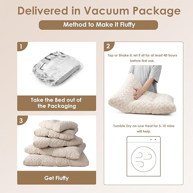 EHEYCIGA Washable Medium Dog Bed for Crate 29x21 Inch, Reversible Kennel Pad for Dogs Weight Up to 35 lbs, Plush and Comfy Pet Sleeping Mat, Beige