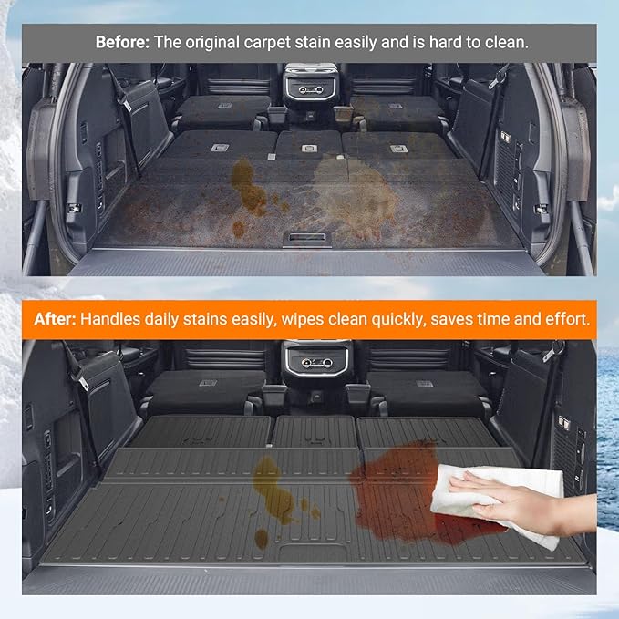 powoq Cargo Mat Compatible with 2025 2026 Ford Expedition Lincoln Navigator Cargo Liner Trunk Mat Back Seat Protector Replacement for 2025 2026 Ford Expedition Accessories (Trunk Mat+Backrest Mats)