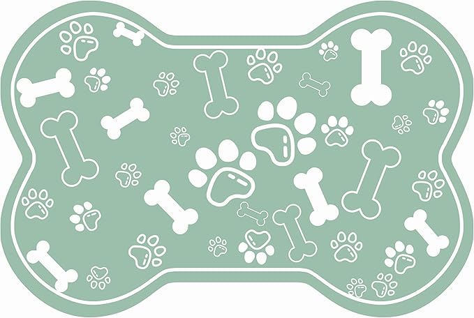 Dog Cat Mat for Food and Water,Rapid Absorbent Pet Feeding Mat, Bone Shaped Dog Placemat Bowl Mat with Rubber Backing,No Stains Pet Food Mats Indoor, Pet Accessories Supplies,Brown 12"×18"