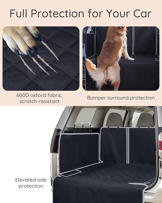 SUV Cargo Liner Waterproof Scratch-Resistant for Dogs Pet Trunk Mat with Non-Slip Bumper Flap Protector Heavy-Duty Cover for Sedans SUV