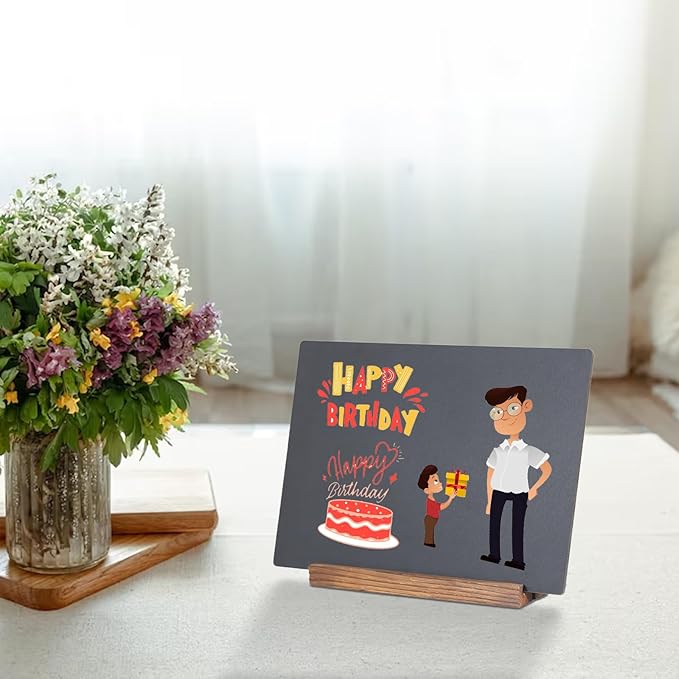 Desk Chalkboard Wood Sign Double-Sided Chalkboard with Wooden Base Decorative Chalkboards Message Blackboard (1 Pack 8.7x12)