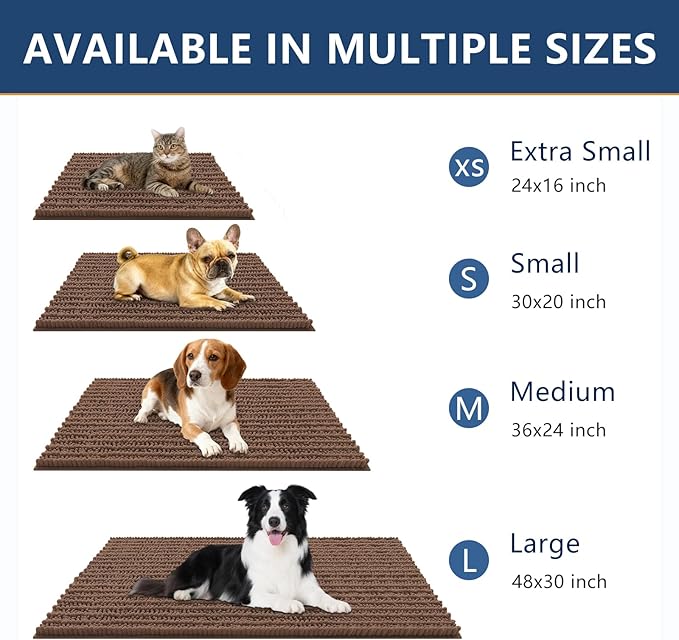 Smiry Dog Door Mat for Muddy Paws 36x24, Extra Soft Absorbent Chenille Doormat, Trap Moisture and Dirt, Non-Slip Machine Washable Front Door Mat for Indoor Entrance Inside Floor, Mocha