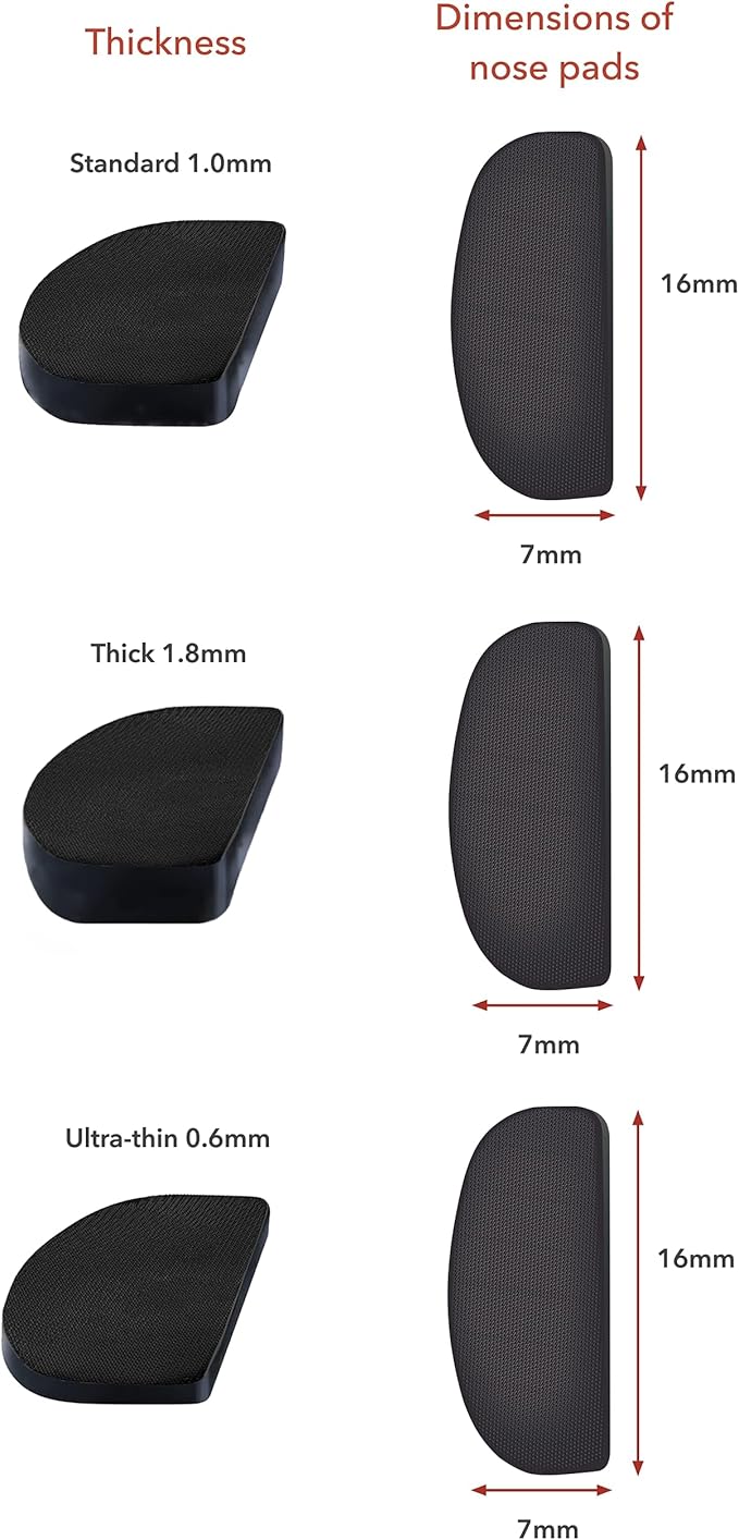 Setex Gecko Grip 1.8mm Thick Anti Slip Eyeglass Nose Pads, (5 Black Pair) USA Made, 2500 Innovative Microstructured Fibers per Nose Pad, 1.8mm x 7mm x 16mm