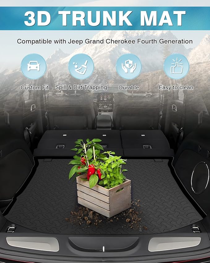 Mixsuper Cargo Liner for Jeep Grand Cherokee 2011-2021, 2022 Jeep Grand Cherokee WK, All Weather Rear Trunk Cargo Mat Black (Not Fit Jeep Grand Cherokee L)