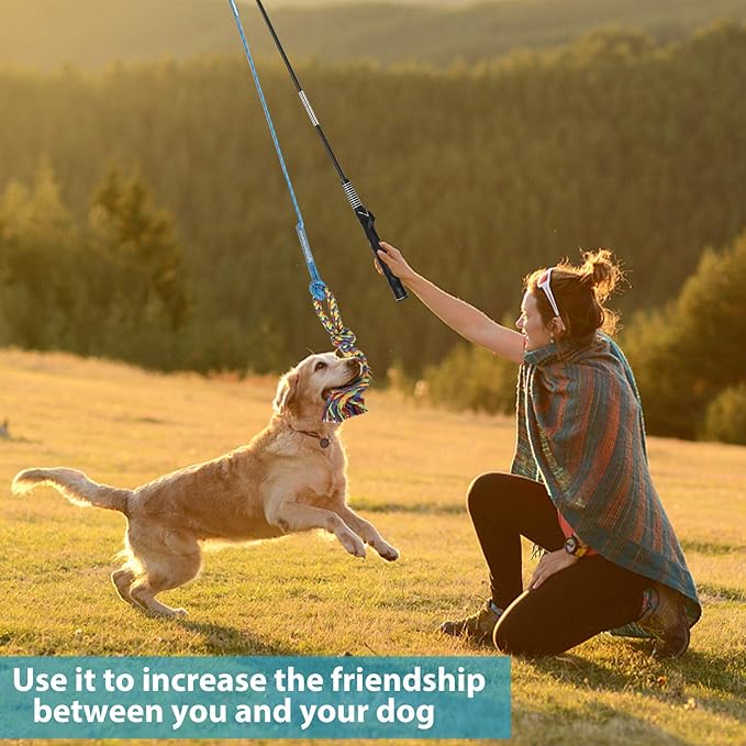Flirt Pole for Dogs Pet Teaser Wand Outdoor Interactive Pet Dog Flirt Pole Training Exercise Rope Toy for Small Medium Large Dogs Cats