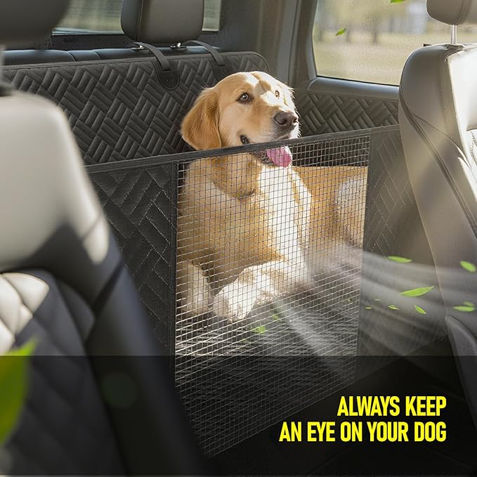 Dog Car Seat Cover for Back Seat, Hard Bottom Back Seat Cover for Full-Size Trucks - Patented Design, Waterproof Dog Hammock, Support 400lbs