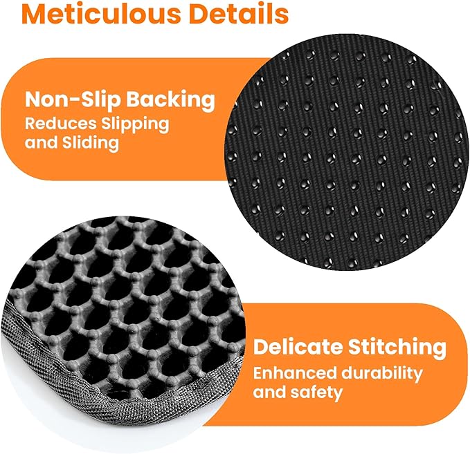 Petinstinct Jumbo Cat Litter Mat, 46x26 Inches Double Layer Honeycomb Litter Trapping Mat, Non Slip Waterproof Urine Proof Extra Large Cat Litter Box Mat, Kitten Supplies and Essentials, XXL, Black