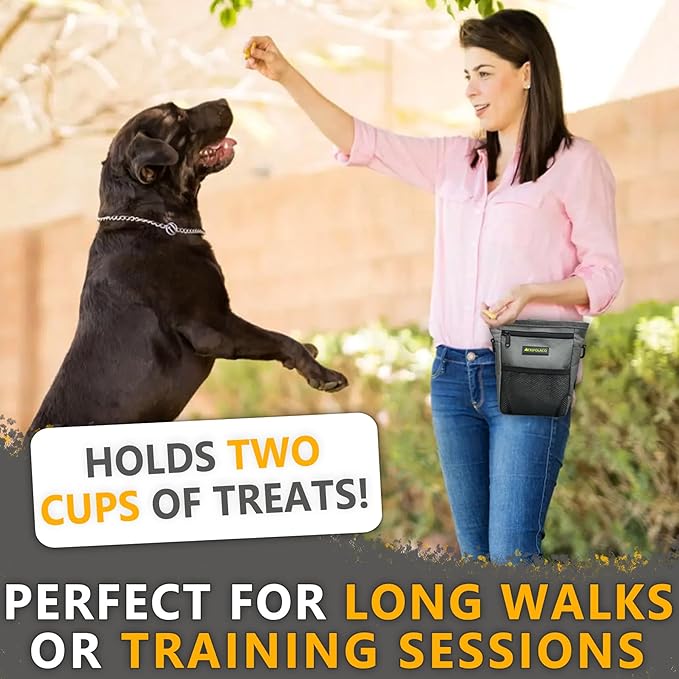 Magnetic Dog Treat Pouch - Large Treat Pouches for Pet Training with Multiple Pockets, Poop Bag Dispenser & Phone Holder, 3 Wear Styles, Ideal Dog Treat Bag for Training & Walks