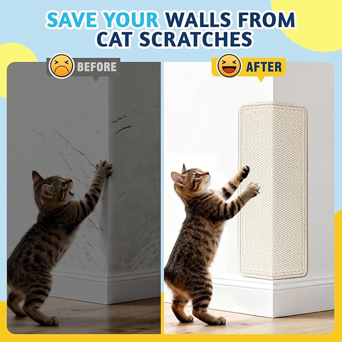 ENONCI Corner Cat Scratcher Wall Mounted for Indoor Cats, Cat Scratcher Pad for Door Frame, 19.6X9.8 Inch Anti Cat Scratch Door Furniture Protector for Couches and Walls