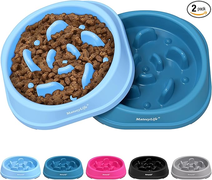 MateeyLife Small Slow Feeder Cat Bowls 2PCS, Anti-Choking Puzzle Cat Food Bowls, Anti-Slip Interactive Dog Feeding Slow Down Eating, Bloat Stop Maze Dishes Dog Feeder for Small Breeds 1 Cup