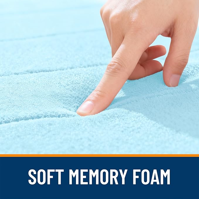 OLANLY Memory Foam Long Bathroom Rugs Runner 47x20, Super Soft Absorbent Bath Mat, Quick Dry, Machine Washable Shower Floor Rugs, Bathmat Carpet, Bathroom Home Decor Accessories, Sky Blue