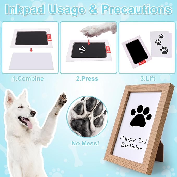 Dog Birthday Toy Set, Dog Squeaky Toys, Includes Squeaky Cake Toy, Plush Bones, Birthday Hats, Bandana, Paw Print Kit & Photo Frame. Pet Gift Supplies, Blue