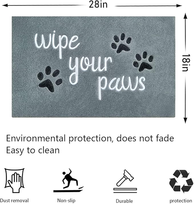 Welcome Door Mats for Home Entrance Funny Doormats Wipe Your Paws Mat Welcome Mats for Front Door Indoor Non Slip Rubber Mat for Dog Mats,18x28 Inch