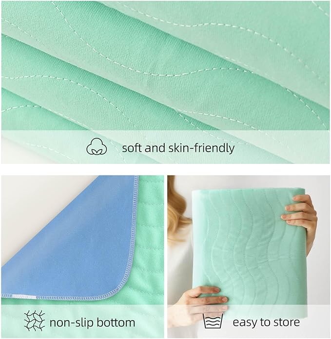 Pee Pads for Adults, Kids and Pets, Cotton-Like Surface, Machine Washable, 100% Leak Prevention with Waterproof TPU Layer (4 Pack, 18*24 inch)