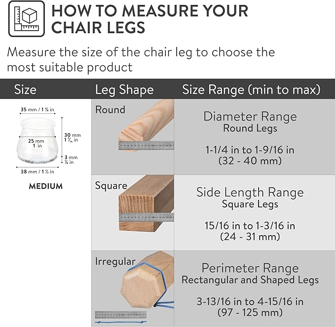 Aneaseit Chair Leg Floor Protectors - 16 pcs Dark Walnut - Felt Bottom Silicone Pads for Hardwood Floors & Furniture Feet - Rubber Caps for Chairs - Medium
