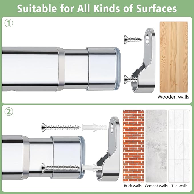Premium Oval Closet Rod with End Supports- Chrome, Adjustable, Heavy Duty, No-cut 31"-51"