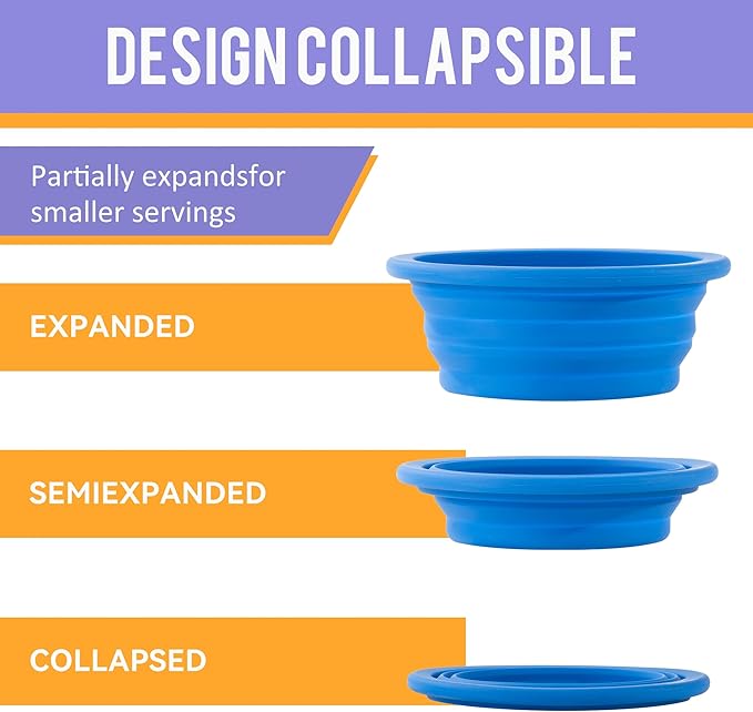 Li&Zhao Collapsible Dog Bowls - Silicone Travel Dog Bowl with Cover Lids Portable Expandable Pet Bowls Portable Water Bow for Cats Feeding Traveling Camping Hiking Walking(Blue)