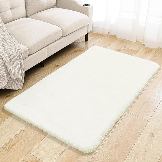 Cream Bathroom Rugs 36"x60" - Extra Large Microfiber Bath Mat, Non Slip Absorbent and Washable Bathroom Rug, Plush Fluffy Floor Mat - Ideal for Spacious Bathrooms or Bedrooms
