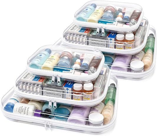 TenKa Clear Hard Shell Zipper Case, 6 Pack Extra Large Clear Zipper Pouches for Travel, Waterproof Hard Plastic Storage Bags for Office Supplies, Toys, Toiletry & Makeup (2M+2L+2XL)