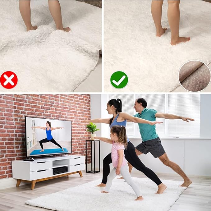 Non SlipGripper Pad for Hardwood Floors, Area Rug Pads for Tile Floor, Under Carpet Anti Skid Mat, Keep Your Rug Safe in Place,Can be Cut to Any Size (White, 70.8x78.7inch)