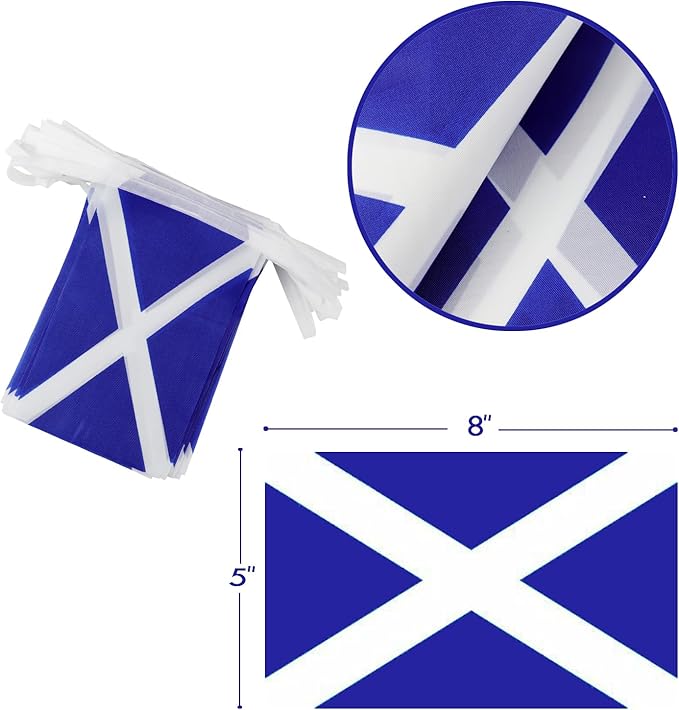 Scotland String Flag Pennant Banner - 38 Flags, 42 Feet Small Mini Scottish Flags Bunting Banner for Country Decoration, School, Party, Sports Events