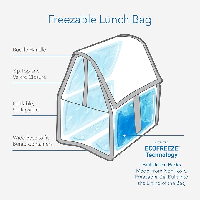 PackIt® Freezable Lunch Bag, Sage, Built with ECOFREEZE® Technology, Foldable, Reusable, Zip and Fold Closure with Buckle Handle, Designed for Work Lunches and Fresh Lunch On the Go