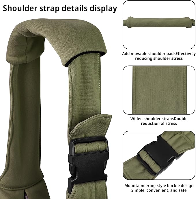 CUBY Dog and Cat Sling Carrier - Hands Free Reversible Pet Papoose Bag - Soft Pouch and Tote Design - Suitable for Puppy, Small Dogs Cats Outdoor(Green, Adjust Strap 2.0)