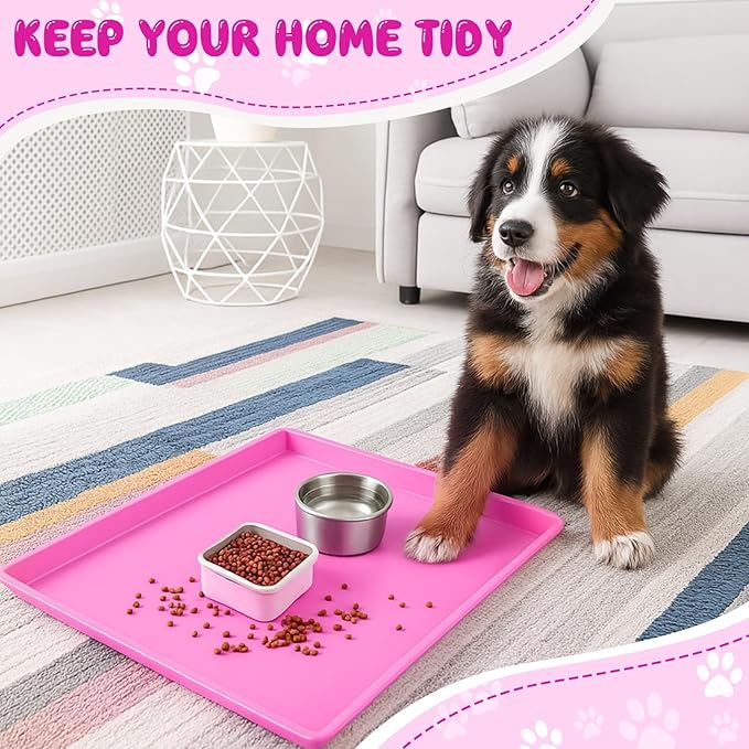 Maxdot 3 Pcs Pink Dog Crate Tray Replacement Pan for 24 Inch Crate Home, Pink Dog Ideal for Potty Training Tray Chew Proof Pet Kennel Plastic Waterproof, Easy to Clean, Ideal for Pet Potty Training