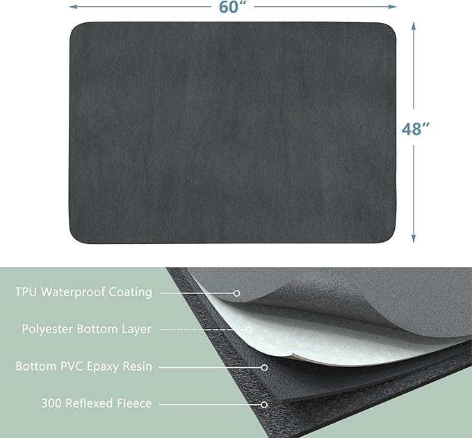 INVENHO Washable Pee Pads for Dogs 60"x48" Reusable Dog Pads Large Upgrade Non-Slip Dog Pee Pads Heavy Absorbency Puppy Pee Pads Quick Dry Whelping Pads/Waterproof Puppy Training Pad