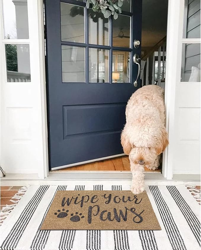 AAZZKANG Brown Door Mats for Home Entrance Outdoor Indoor Funny Wipe Your Paws Mat Easy to Clean Welcome Front Door Mat with Non Slip Rubber Backing
