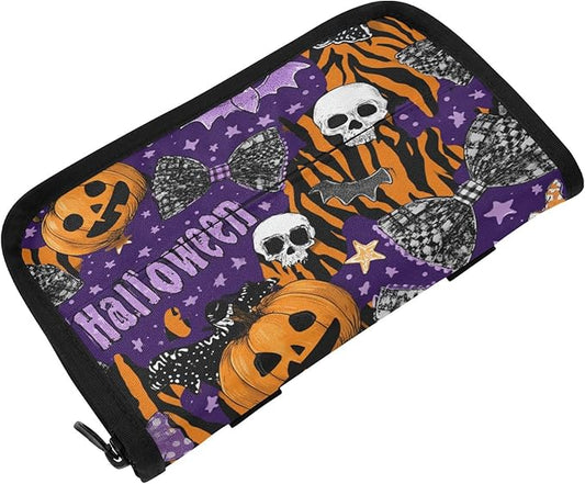 Car Tissue Holder Car Napkin Holder Car Tissue Box Dispenser Storage Case Sun Visor Mask Holder with Adjustable Straps Reusable Refillable Halloween Tiger Stripe Purple Orange