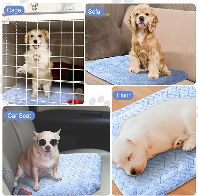Drydiet 4 Pack Self Heating Cat Pad Self Warming Cat Bed Non Slip Warm Thermal Dog Pad Mat Washable Pet Kennel Crate Bed Mat for Pets Indoor Outdoor (Blue,16 x 20 Inch)