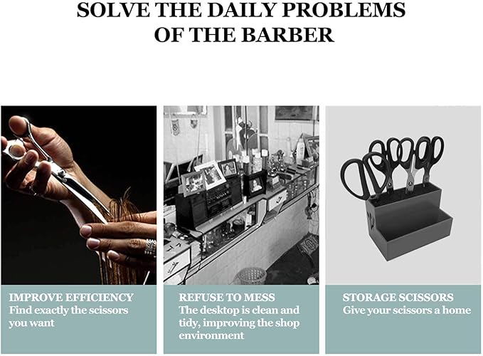 Professional Salon Shear Holder Rack, Salon Hairdressing Combs Clips Box Scissors Storage Box Organizer Case Barber Accessories, for Hair Stylist Office Home(Black)