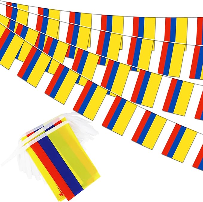 Colombia String Flag Pennant Banner - 38 Flags, 42 Feet Small Mini Colombian Flags Bunting Banner for Country Decoration, School, Party, Sports Events
