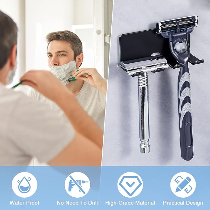 Electric Toothbrush Head Holder, Toothbrush Holders Wall Mounted, Electric Toothbrushs Holder, Bathroom Shower Tooth Brushing Holder, Tooth Brush Head Holder Organiser (Black, Small)