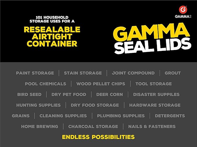 Gamma2 Seal Lid White | For Pet Food Storage | Fits 3.5-7 Gallon Buckets | BPA Free | Pack of 12