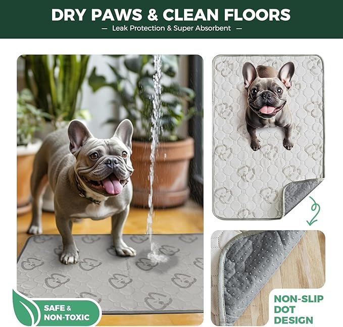 FXW Washable Pee Pads for Dogs, Leak-Proof & Non-Slip, Specifically Designed for 18inch Cages, 11" x 17" Rectangle, Khaki, 1 Pack