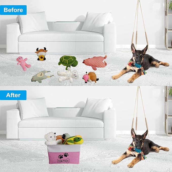 Large Collapsible Dog Toy Box Keeping Rectangle Bin for Pet Toys,Accessories