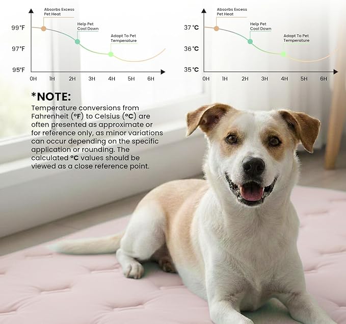 Cooling Pet Mat – 35x23 Dog or Cat Cool & Comfy, Soft Breathable Self-Cooling Pad, Pet-Safe, Durable, Perfect for Hot Weather, Naps, Crates, Cars, Couch, Washable & Easy to Take Anywhere, Pink