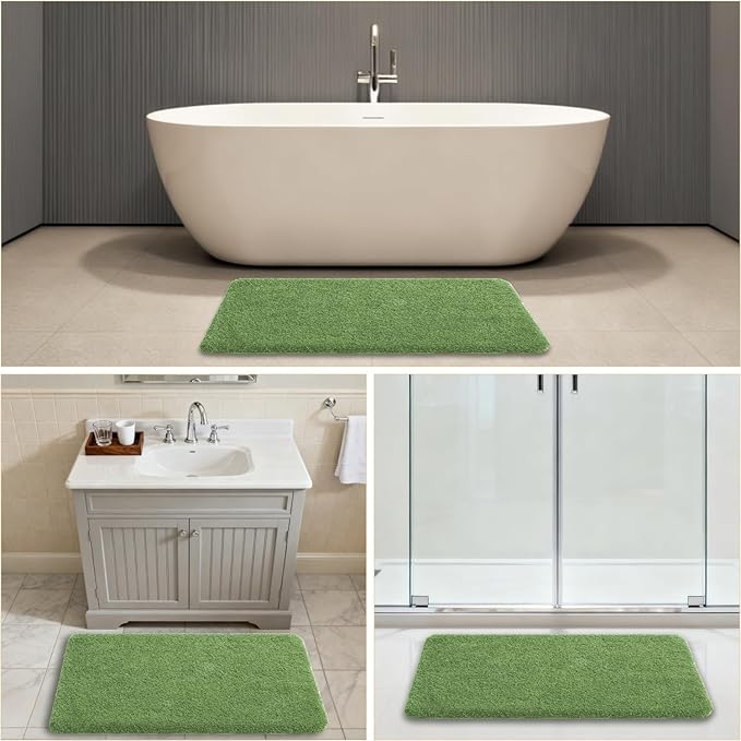 Hunter Green Bathroom Rugs 24"x40" – Large Plush Microfiber Bath Mat, Soft Non Slip Floor Mat, Absorbent and Washable Rug – Perfect for Bathroom or Bedroom Use