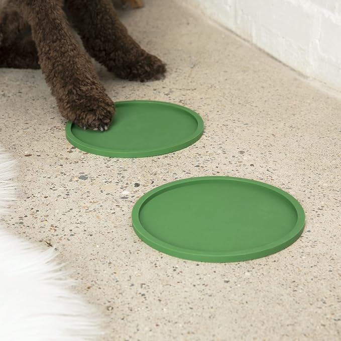 Waggo Habit Silicone Dog Placemat – Set of 2 Modern Heavyweight Silicone Dog Food Mats, Dishwasher Safe, Non-Slip, Solid Color – White (Large, 9")