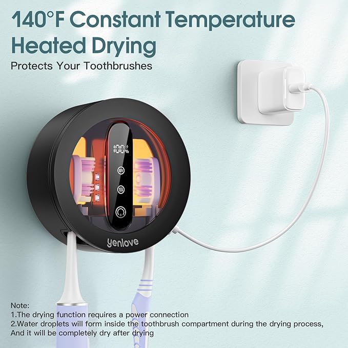 Toothbrush Holders for Bathroom,Wall-Mounted Toothbrush Holder,Smart Toothbrush Organizer with LED Screen and Drying,Rechargeable Tooth Brush Holder for Home & Travel