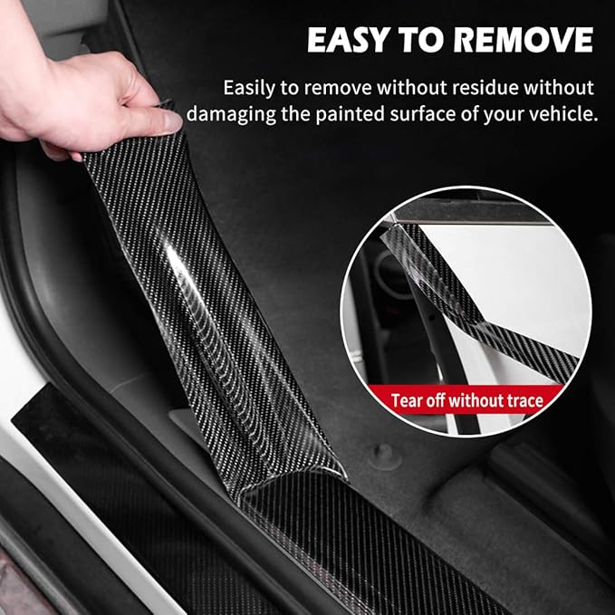 CloudBuyer Universal Car Door Edge Protector, Carbon Fiber 5D Gloss Black Vinyl Wrap Film with Anti-Collision Protection for Most Vehicles (33Ft x 2.7In, Black)