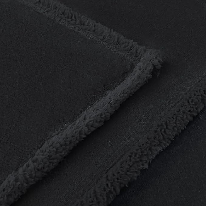 Luciphia Waterproof Bed Blanket Washable,Soft Sherpa Fleece Puppy Reversible Throw Blankets for Medium Large Dog Cat,Furniture Cover Protector Couch Bed from Liquid Pee and Pet Fur, Black,85" x 57"