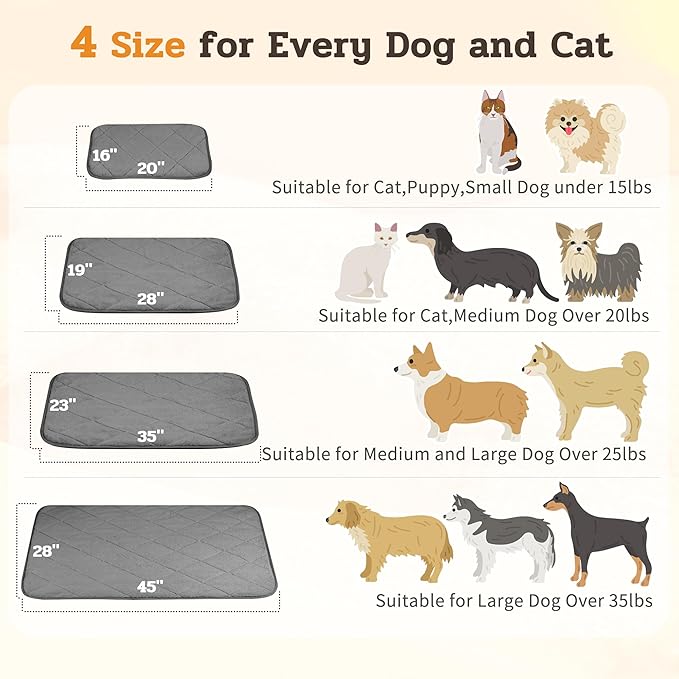 NWK Fluffy Self Warming Cat Mat, Cat Blanket, Thermal Dog Mat, Washable, Non-Slip Bottom for Sofa & Crate & Kennel & Car Seat (Misty Gray, Medium (28'' X 19'' X 0.4''))
